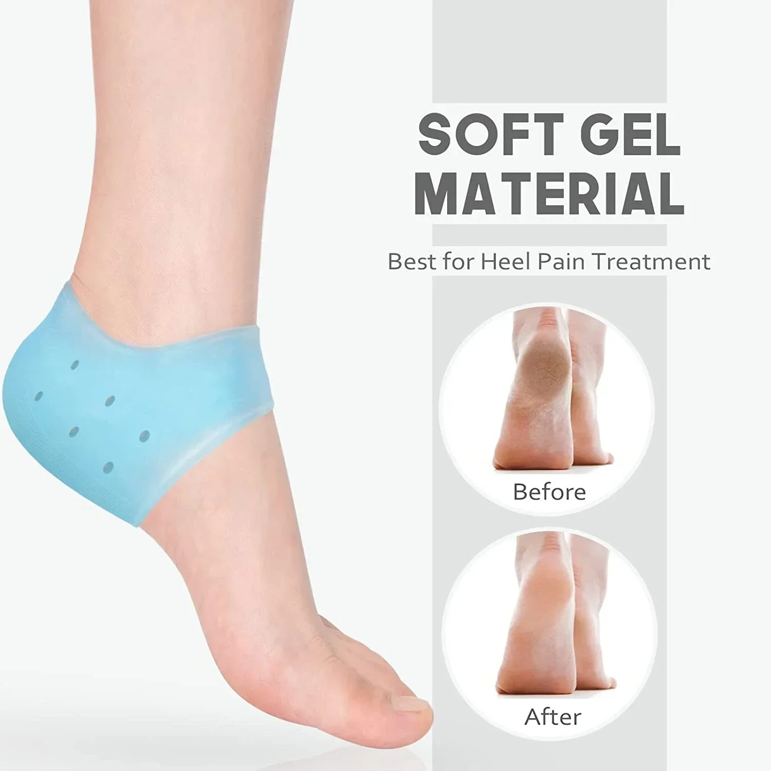 Gel Silicone Skin-Softening Silicone Heel Protectors Heel Cups Spurs Cracked Hee