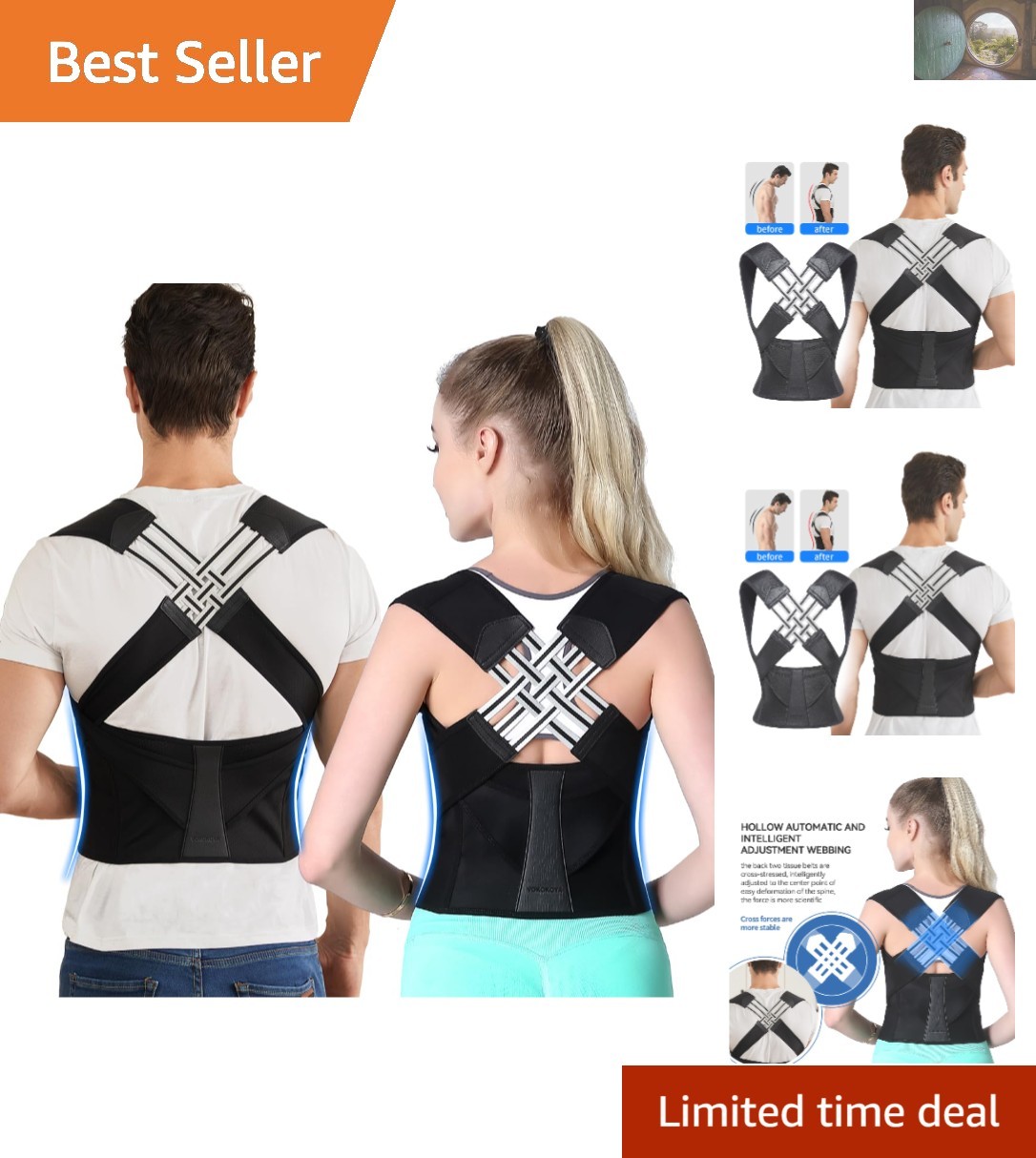 Comfortable X-Large Posture Corrector – Adjustable Back Brace for Everyday Use