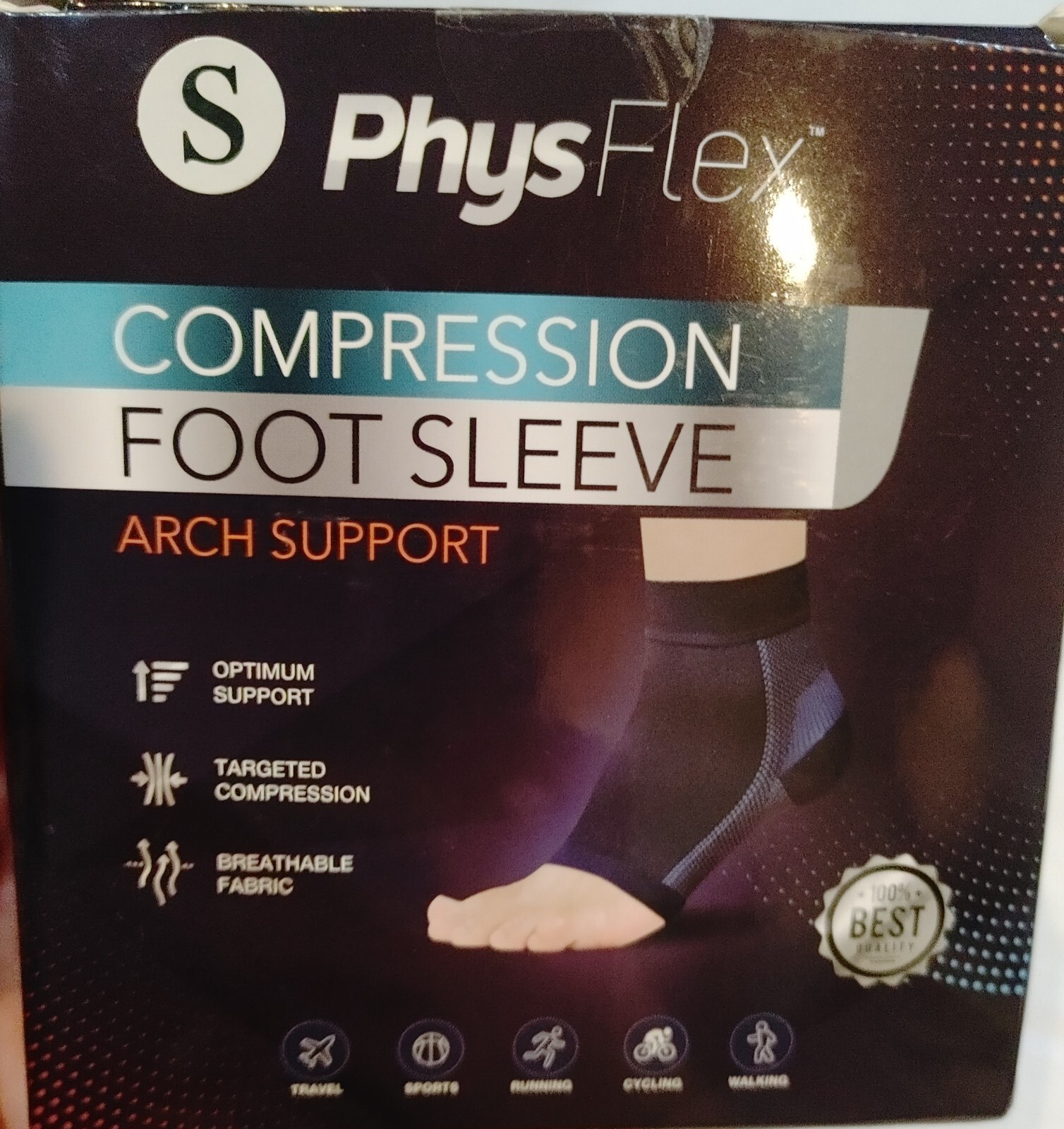 PhysFlex Compression Socks for Plantar Fasciitis, Achilles Tendonitis Relief, Sm
