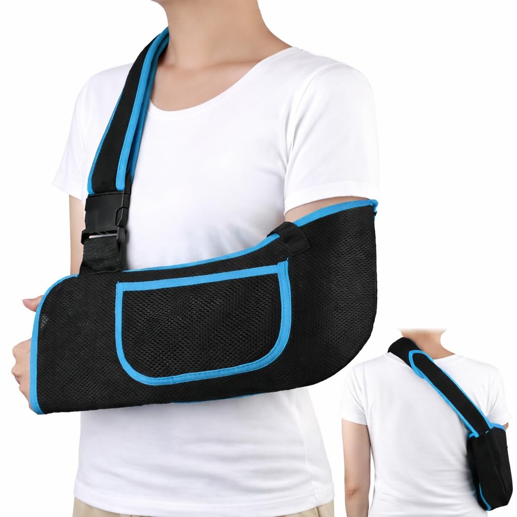 Arm Sling, Lightweight & Breathable Medical Sling with M (Middle), Blue
