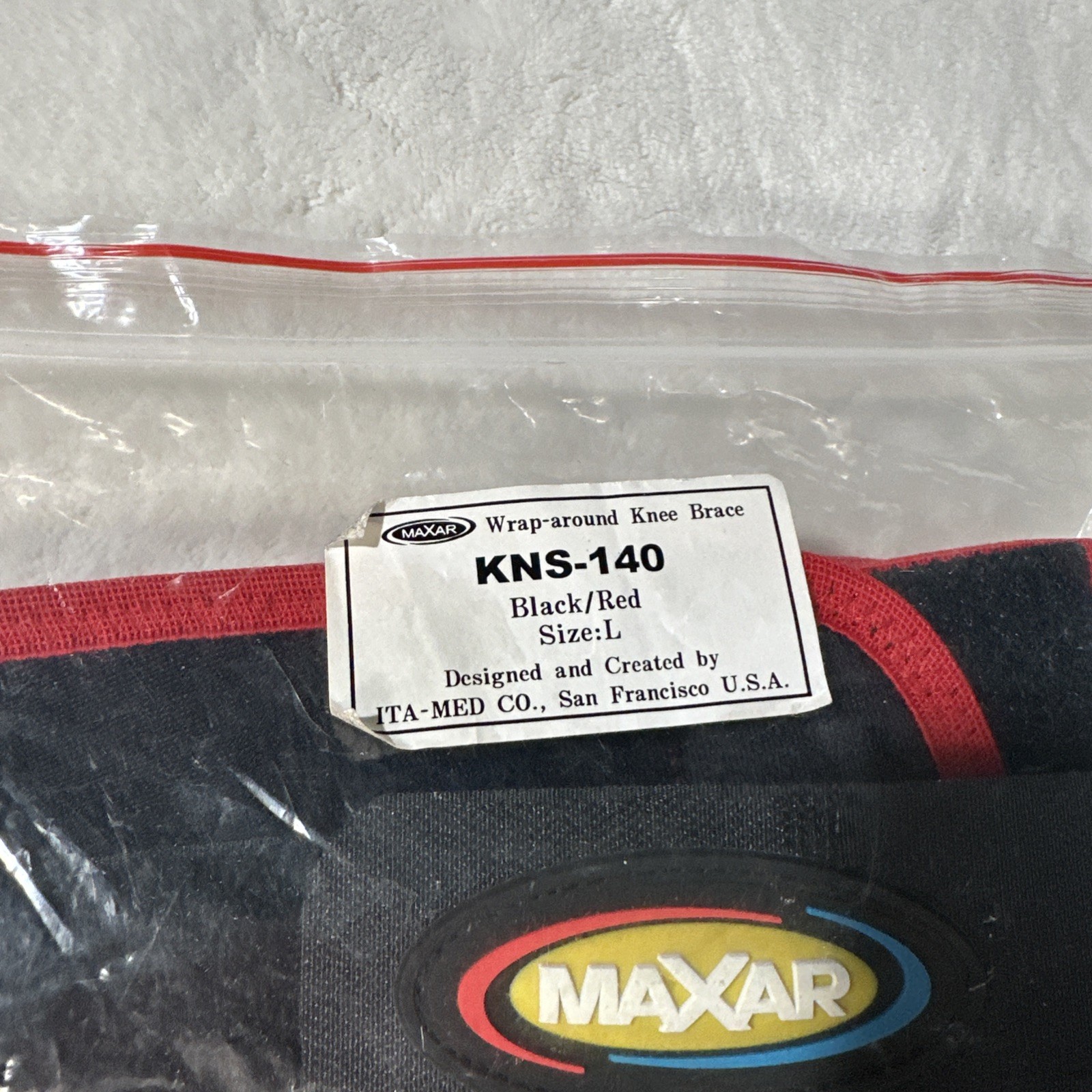 Maxar Wrap-around Knee Brace Size Large Black And Red ITA-MED SF USA