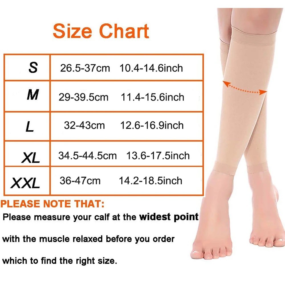 2x Unbranded Calf Compression Sleeves Leg Support Socks Shin Splint Varicose Vei