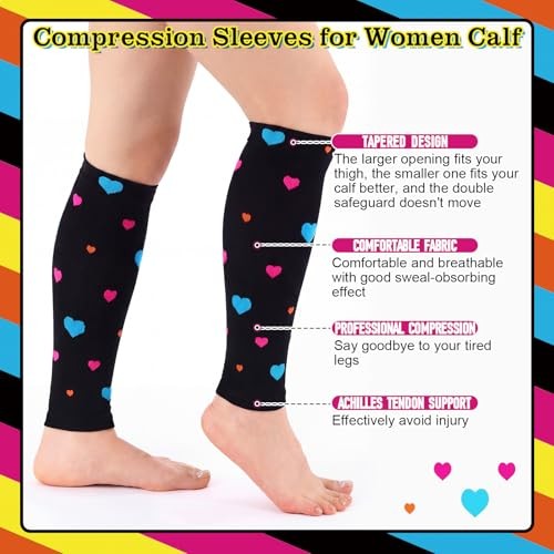 5 Pairs Calf Compression Sleeve Women Footless Compression Socks Support