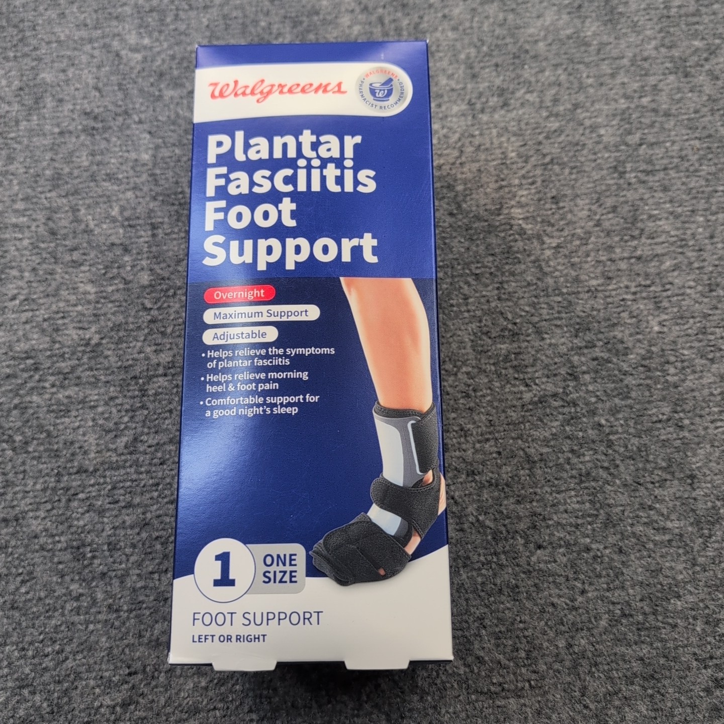 WALGREENS PLANTAR FASCIITIS FOOT SUPPORT OVERNIGHT, MAXIMUM SUPPORT, ADJUSTABLE