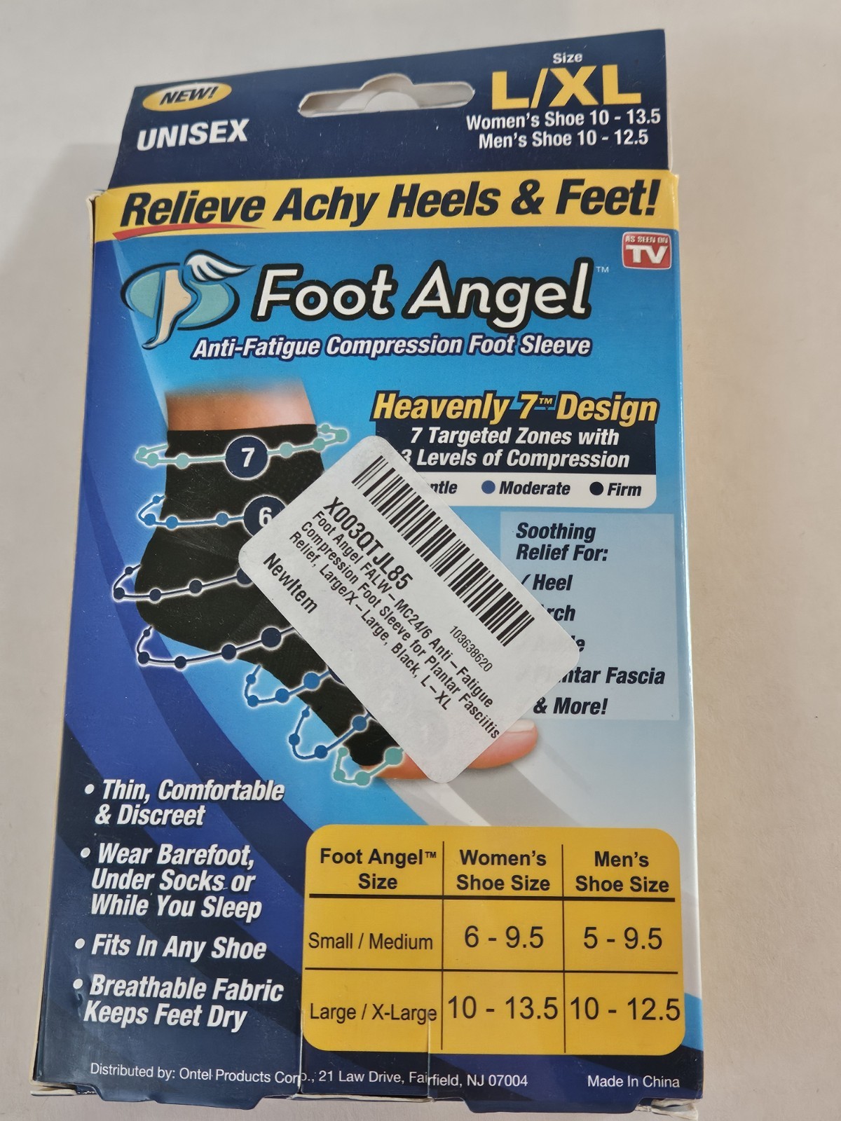 AS SEEN ON TV FOOT ANGEL COMPRESSION FOOT SLEEVE SIZE L/XL – NEW