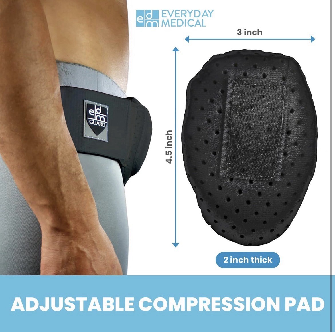 Everyday Medical Inguinal Hernia Belt Support Truss Left/Right Groin Brace S/M