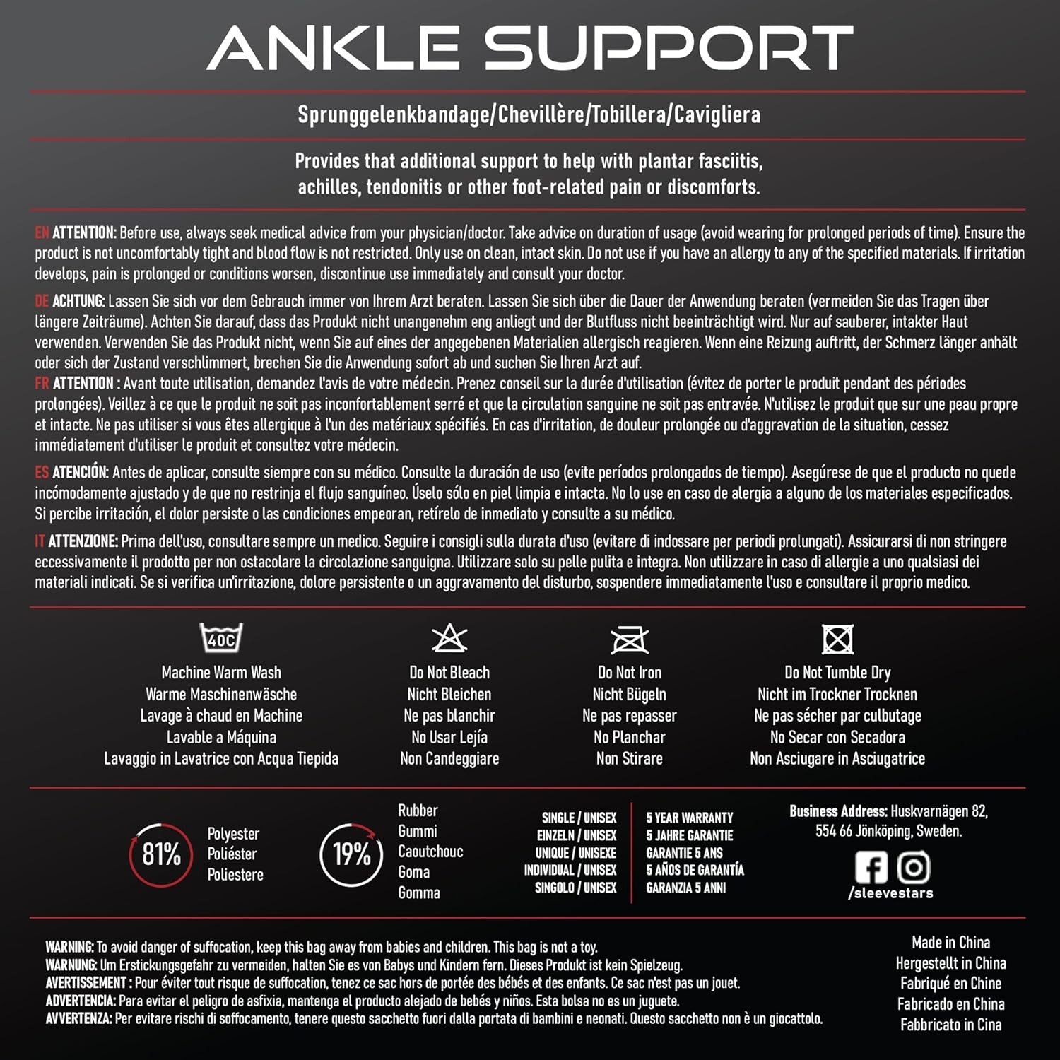 Sleeve Stars Ankle Brace for Women & Men, Wrap Medium, Light Purple