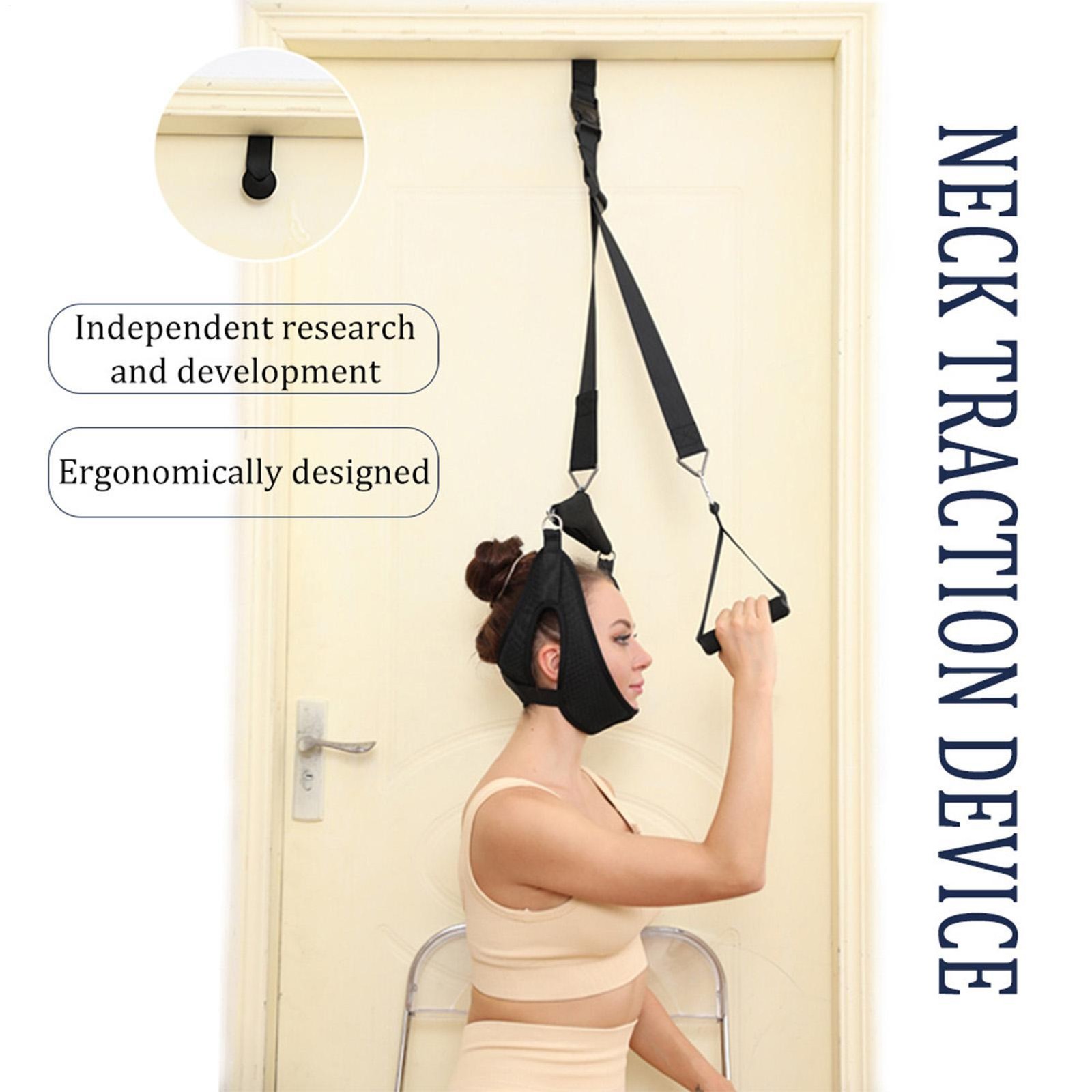 Cervical Neck Traction Device Over Door for Home Use, Portable Neck Stretcher