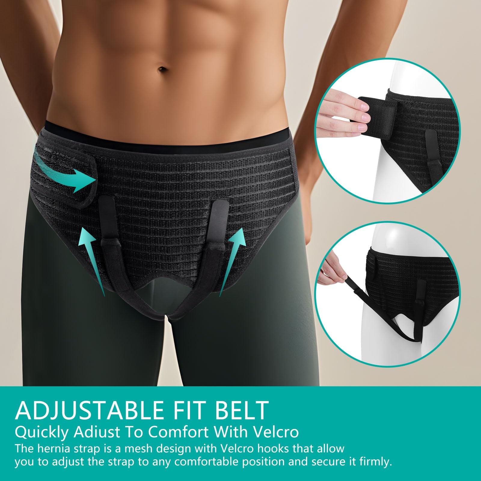 Hernia Belt for Men Inguinal, Groin Brace with 4 Removable Silicone Compressi…