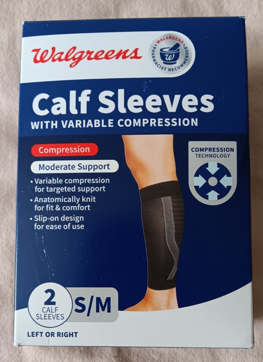 Walgreens Calf Sleeves Variable Compression S/M Moderate Support Left or Right