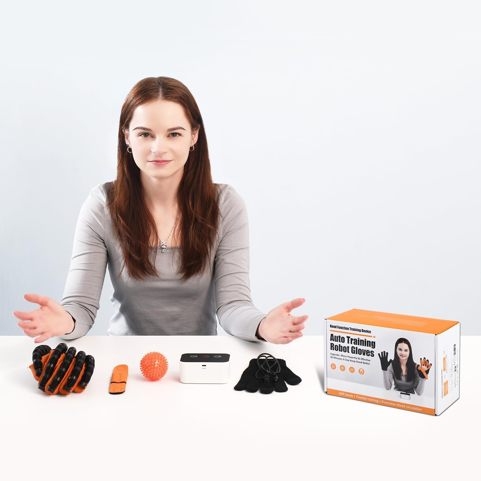 Portable Hand Therapy Gloves for Stroke Recovery, Arthritis & Cerebral Palsy – L