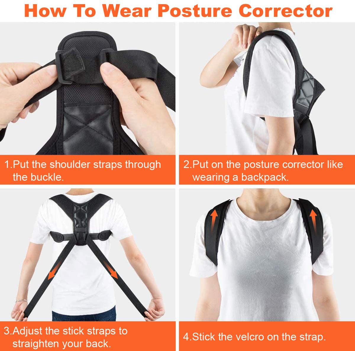 FY Posture, Posture Corrector for Men and Women 25-50 Inch (Pack of 1), black