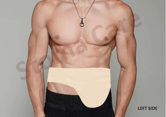 Beige Soft Vertical Stoma Belt Ostomy Support Hernia Support Colostomy Belt Uni