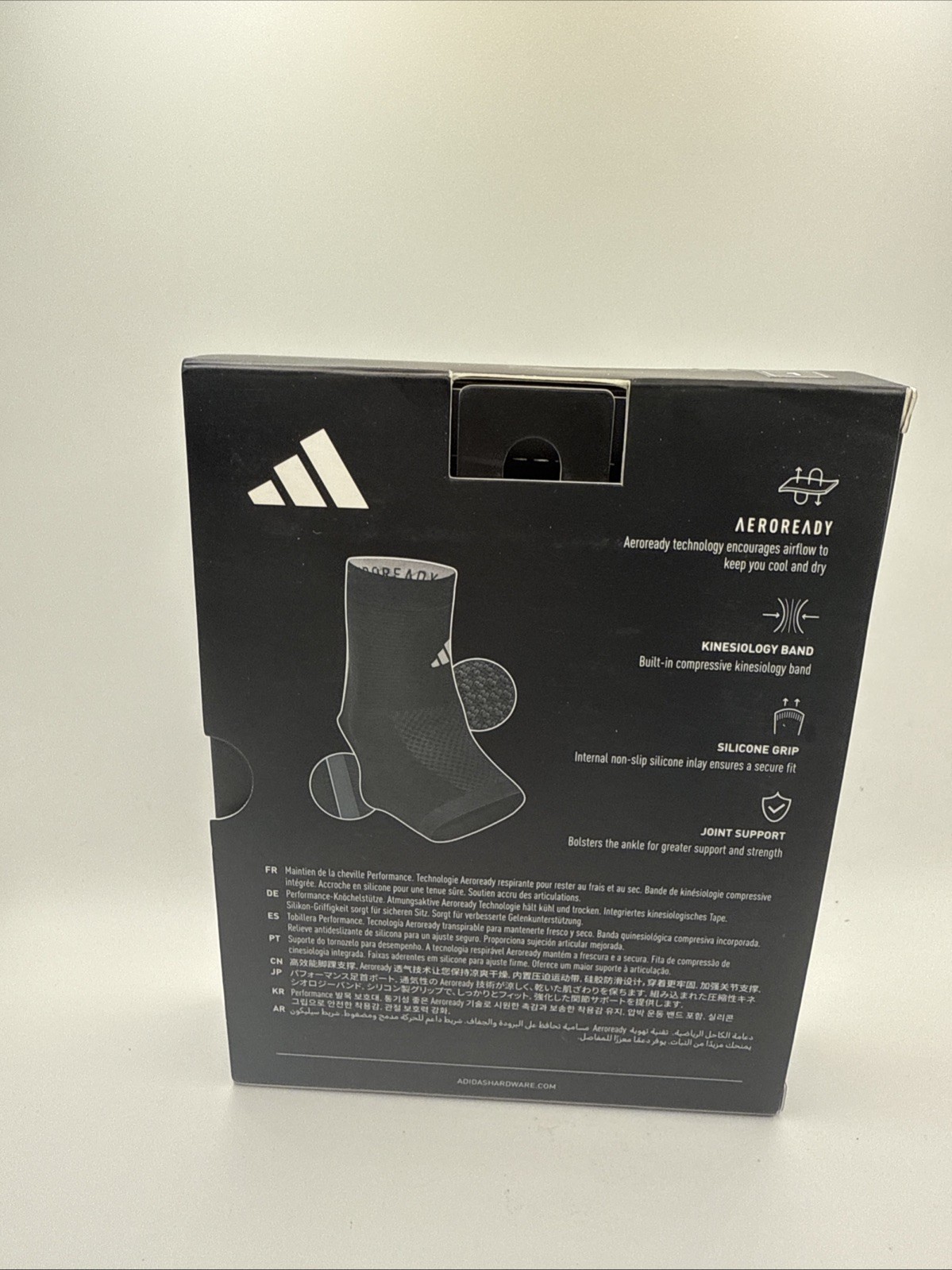 adidas Performance Ankle Support Sleeve Climacool Breathable Black Grey Size L