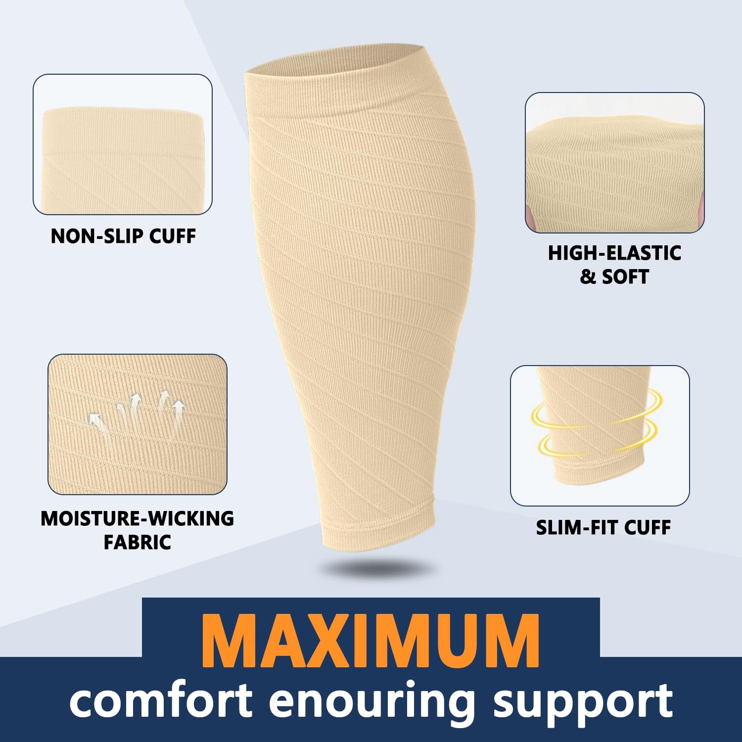 3 Pack Leg Compression Sleeve, Calf Support Sleeves for Women and Men Calf Br…