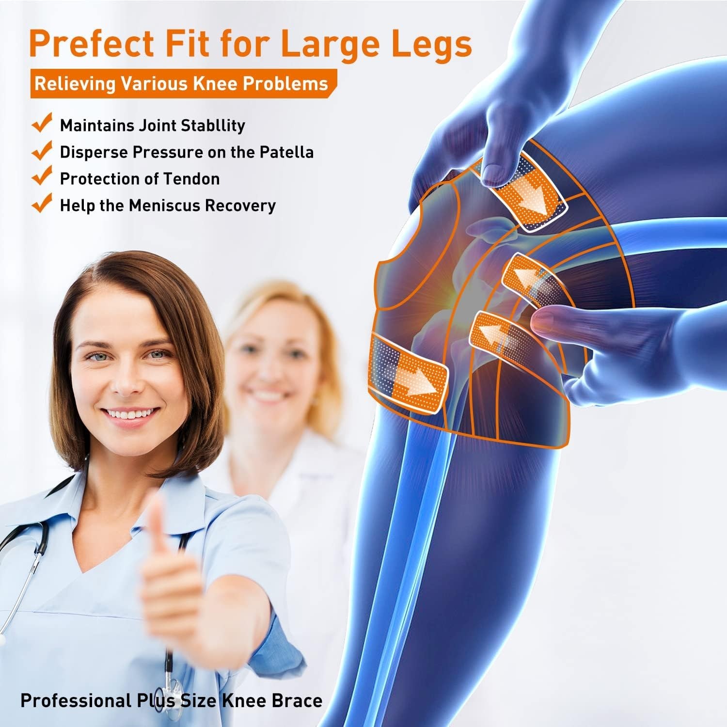 Plus Size Knee Brace for Women and Men,Extra Large Knee Braces for Knee Pain Plu