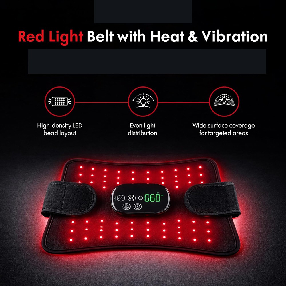 Red Light Heating Vibration Back Massager Lumbar Belt for Lower Back Pain Relief