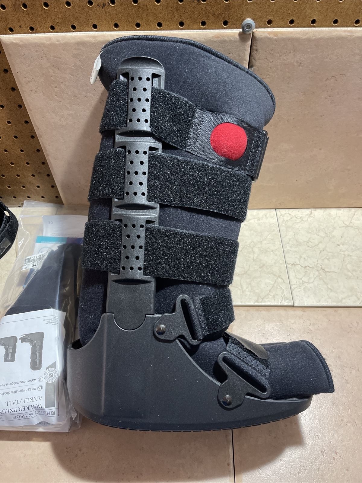 Henry Schein Black Boot Walker (Ankle/Foot) Tall Sz Small, With New Sole/ Pads