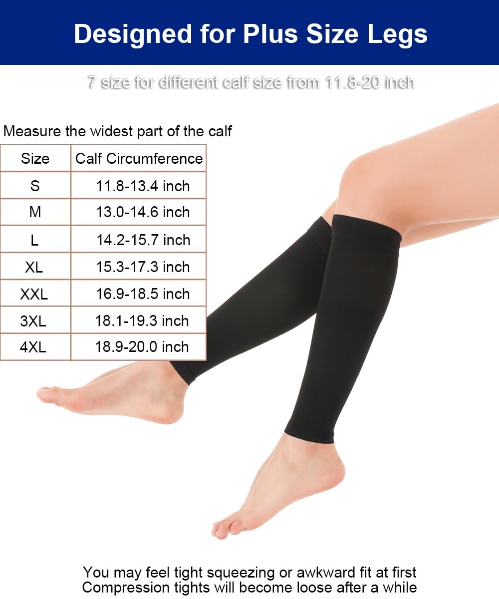 1 Pair Leg Compression Sleeve Calf Compression Sleeve Footless Shin Sleeves, M