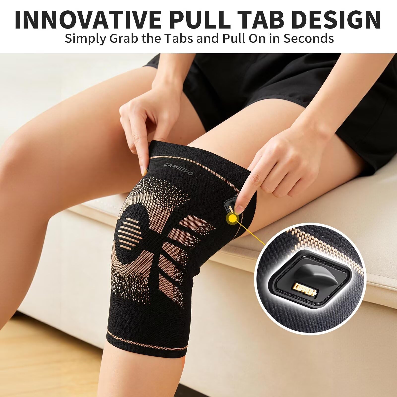 2 Pack Copper Knee Brace for Women & Men, Copper Infused Compression Knee Sle…