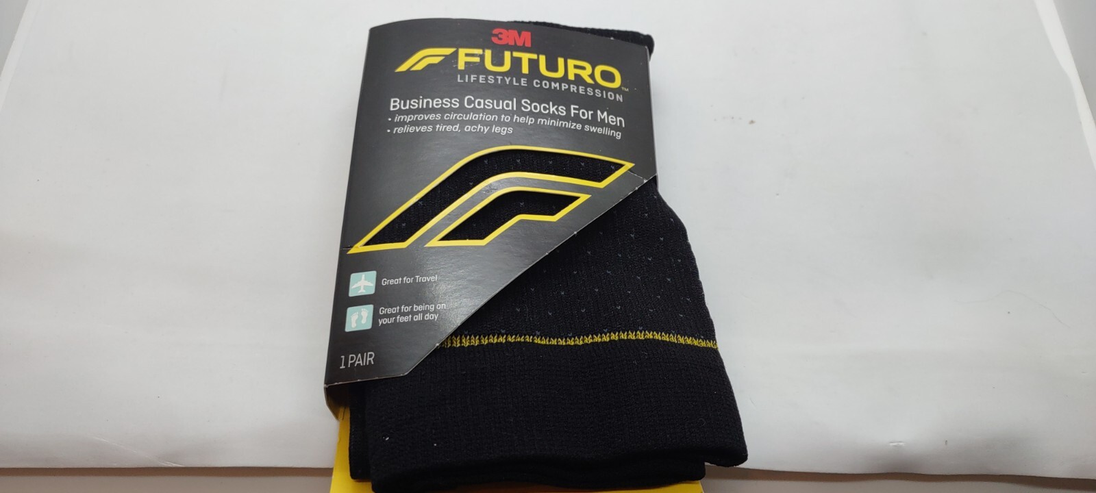 Futuro Large Moderate Compression Business Casual Socks For Men 4 Pk Black