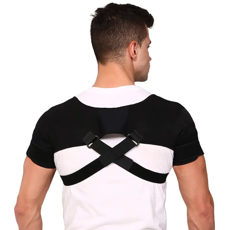 Men’s Double Shoulder Brace Adjustable Shoulder Support Belt Back Pain Relief