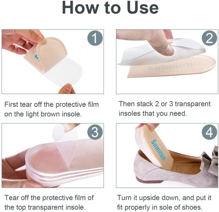 Sumifun Adjustable Gel Heel Lifts – 4-Layer Orthopedic Inserts for Leg Discrep