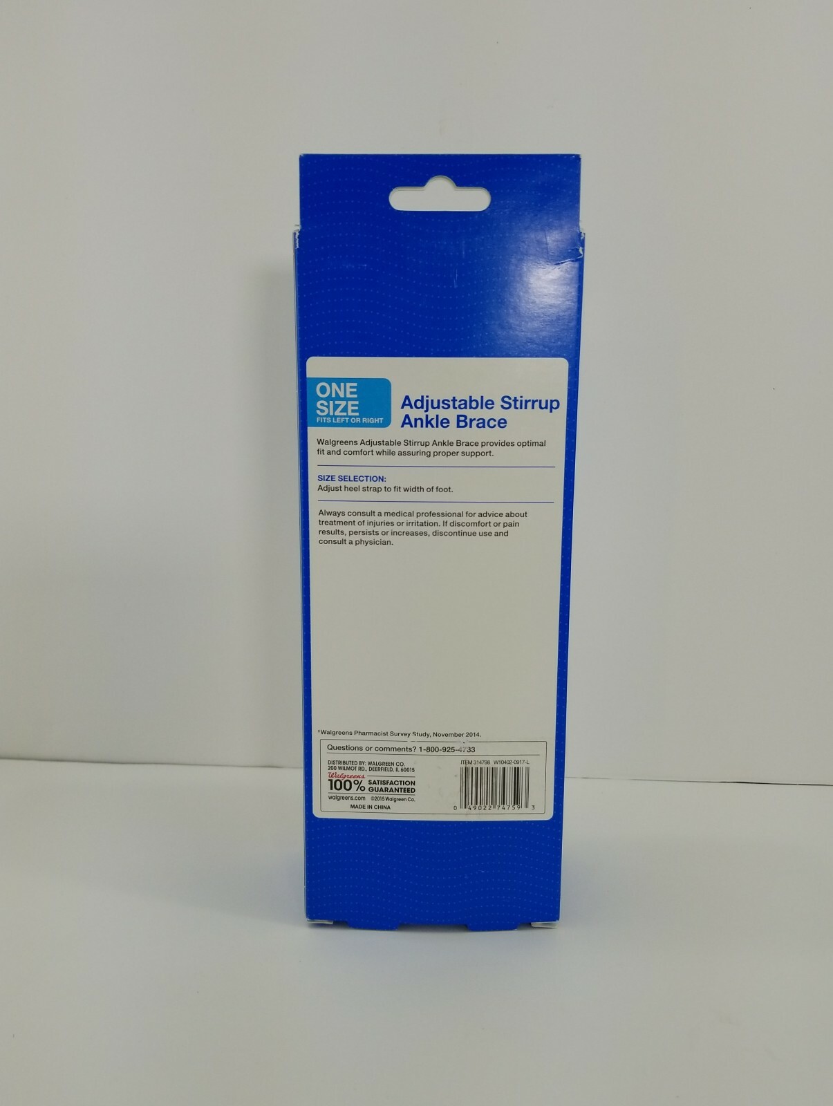 Walgreens Stirrup ANKLE BRACE Firm Support One Size Adjustable Left/Right *NEW