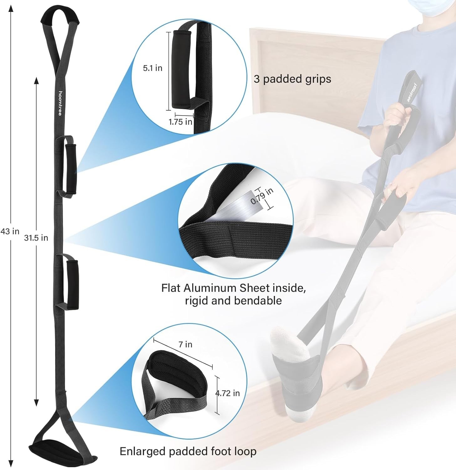 Rigide 43-Inch Leg Lifter Strap with Padded Handles – Essential for Recovery