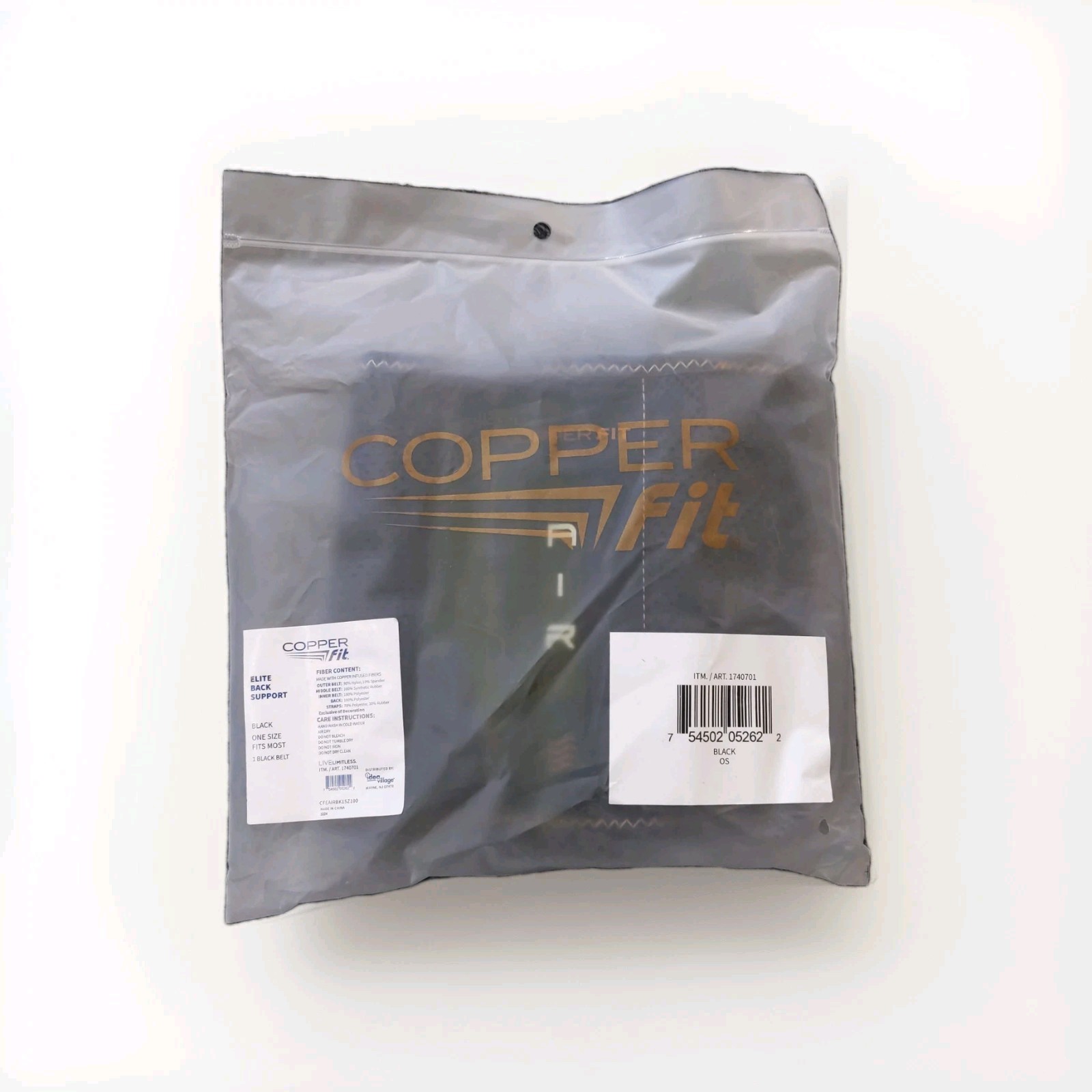 Copper Fit Elite Air Back Support Adjustable Brace , Black, One Size fits Most