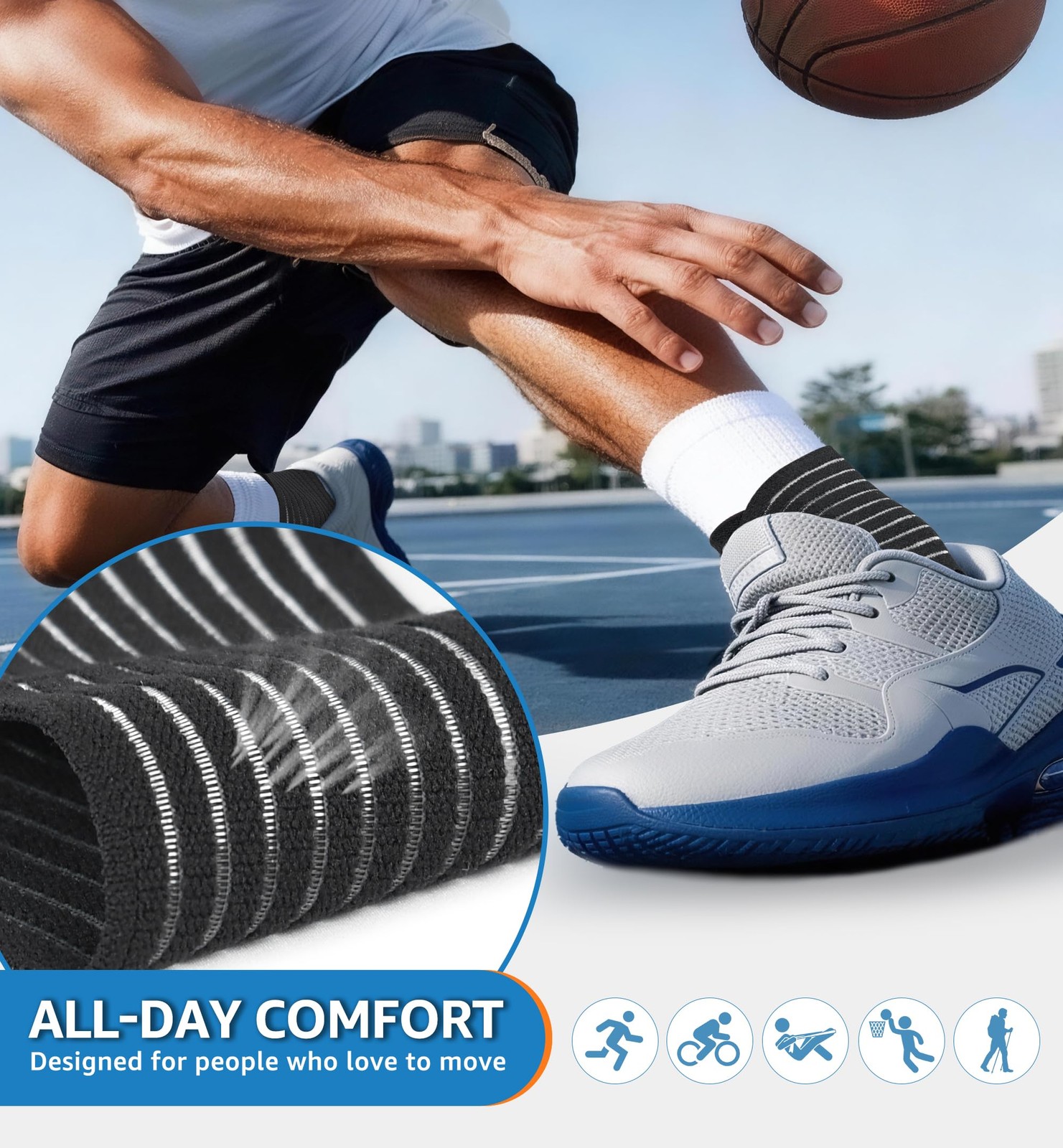 HGBOO Ankle Brace 2 Pack Black Compression Support