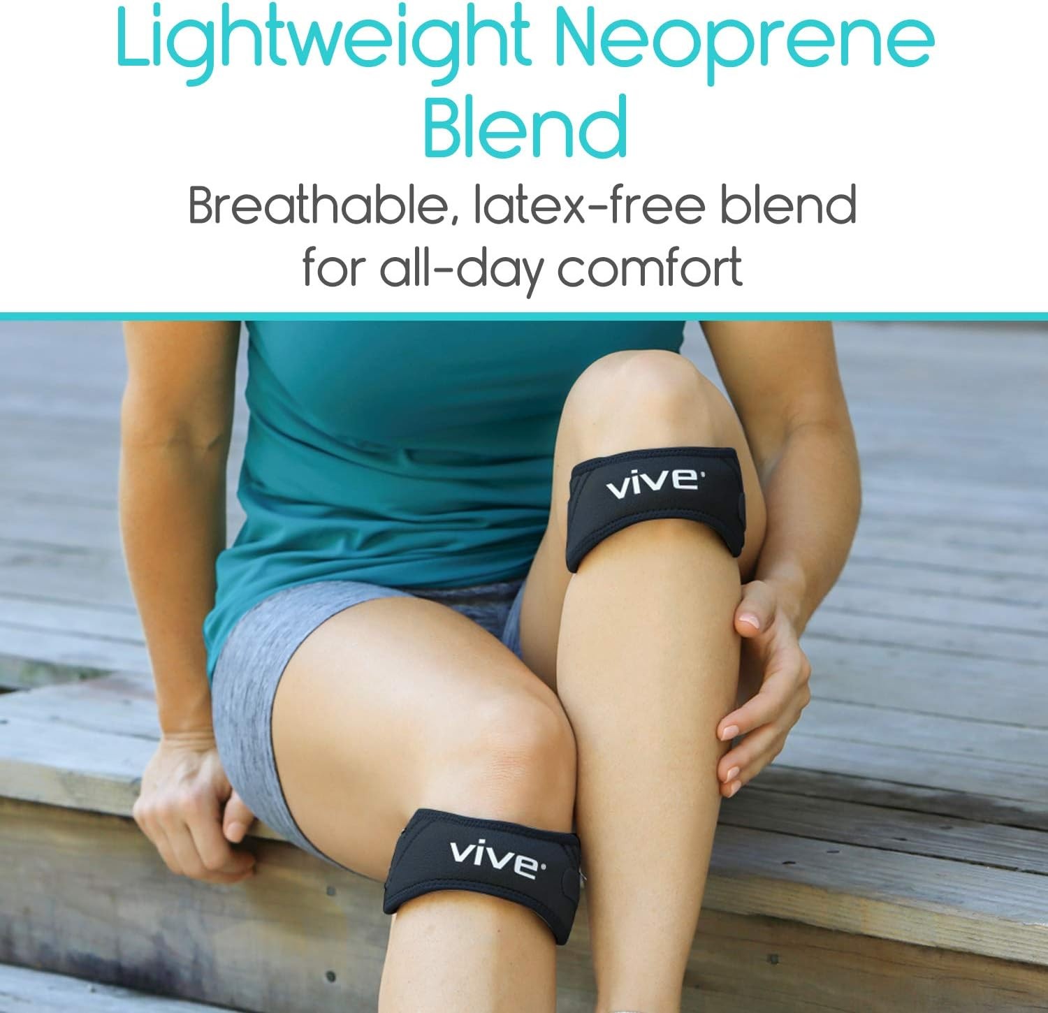 Vive Unisex Patella Stabilizer Knee Strap Brace Support One Size (Black) Osgood