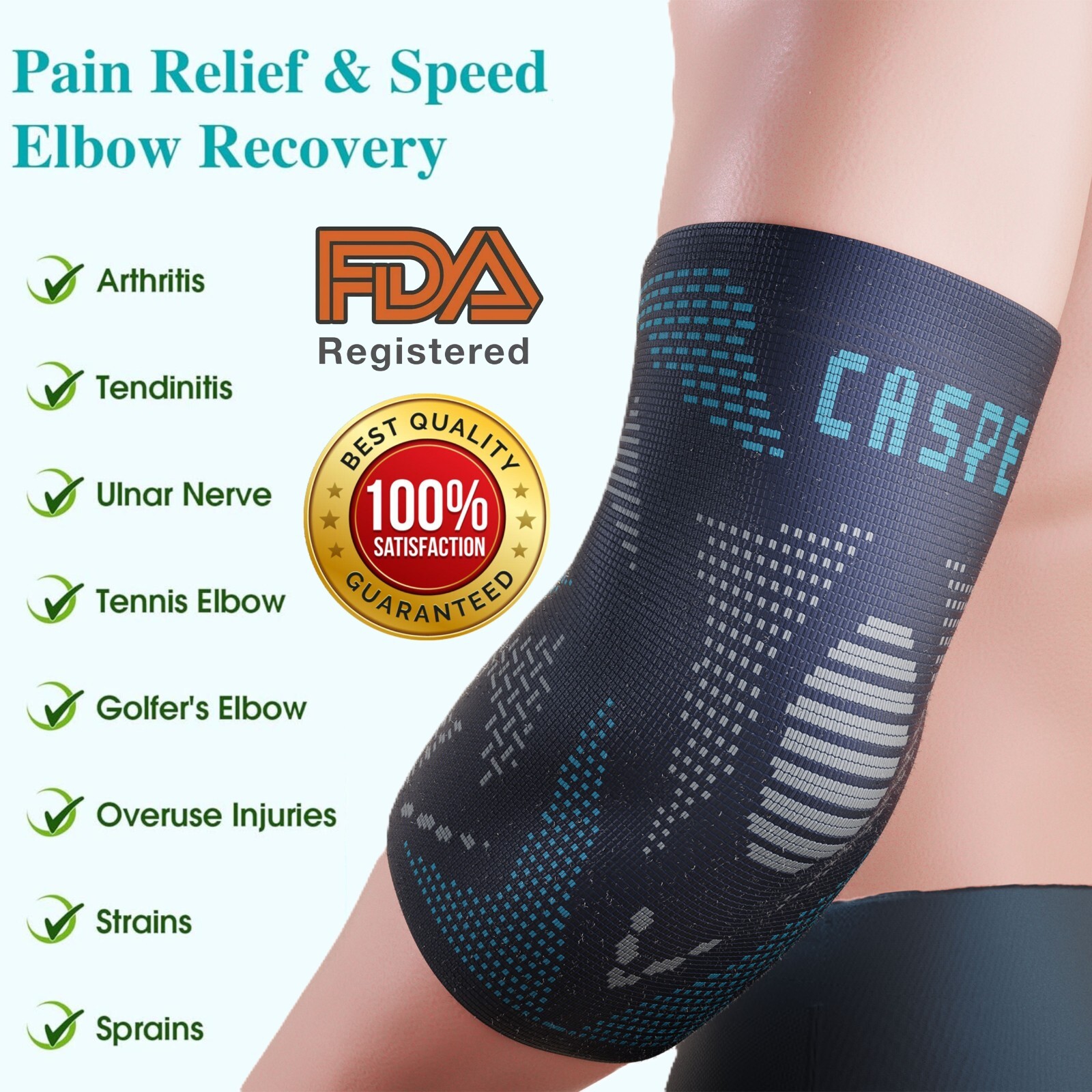 Caspe Elbow Tennis Elbow Brace Compression Sleeve Joint Gym Arthritis Arm Pain