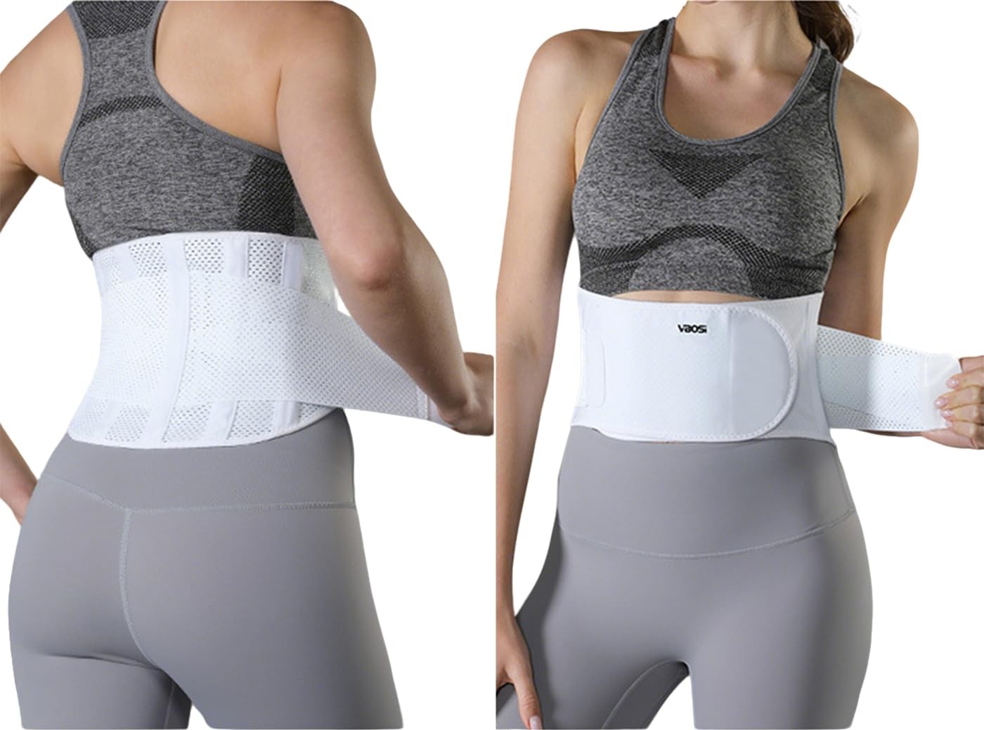 Lightweight Back Brace for Lower Pain Women Men, Adjustable Large, White