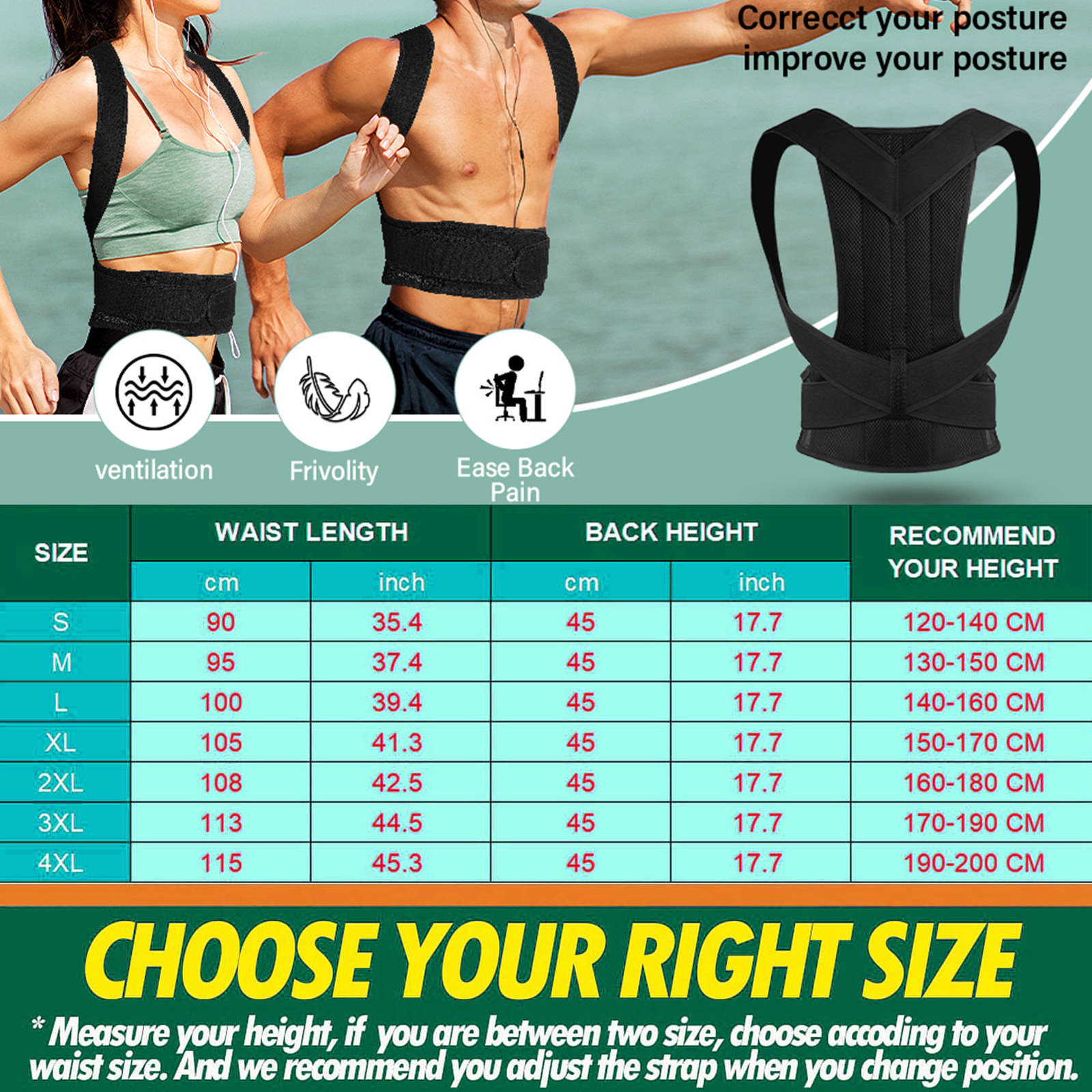 Posture Corrector Back Straightener For Women Men Correct Hunchback Relieve Pain