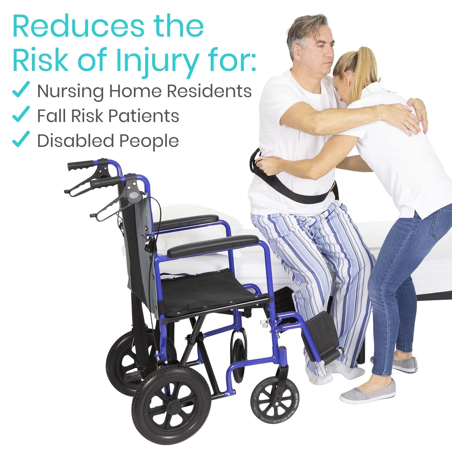 Gait Belt Transfer Belt with Handles – 300Lbs Capacity for Patient Assist