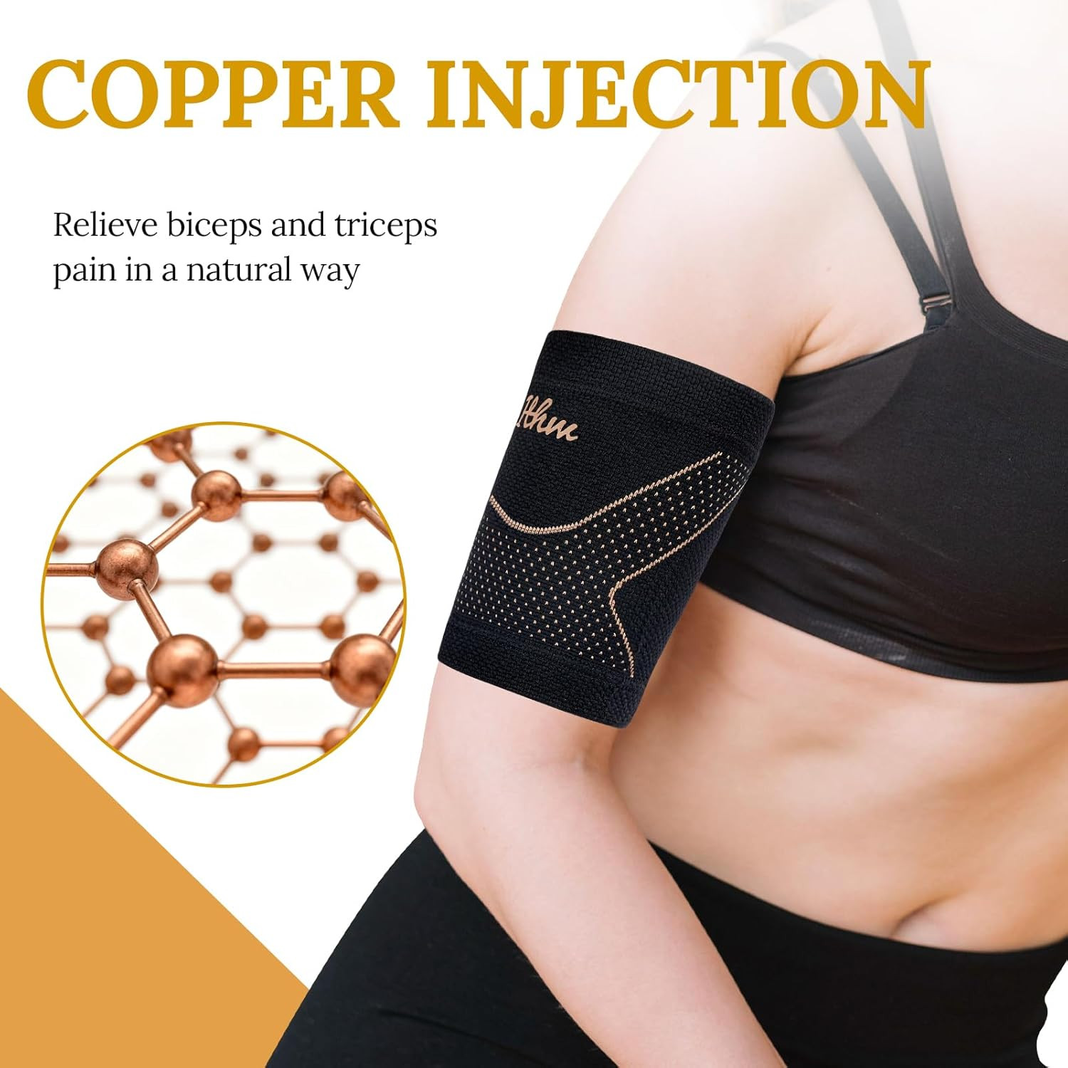 Copper Bicep Tendonitis Brace, Bicep Compression Sleeve for Pain Relief, Upper A
