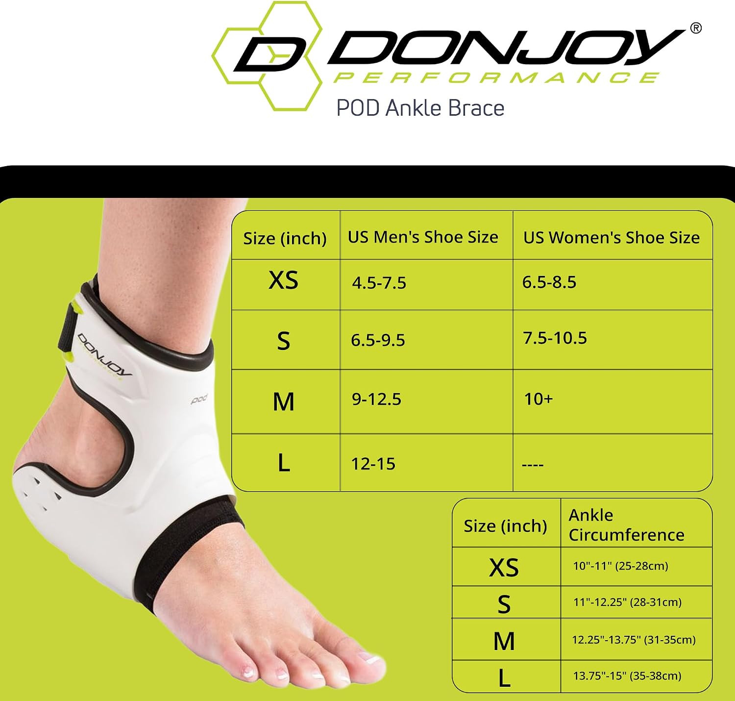 Donjoy Performance POD Ankle Brace, Best Support for Stability, Ankle Sprain, Ro