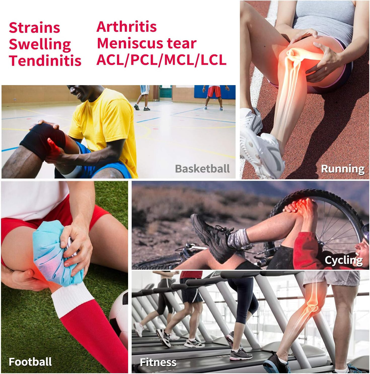 Knee Brace Support, Arthritis Adjustable Compression ACL Non-slip Open Patella S