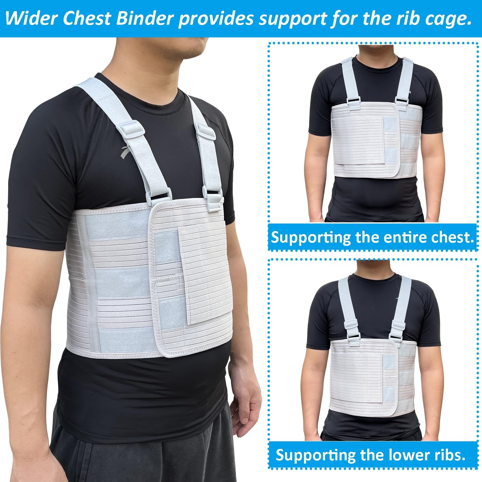 Rib Injury Chest Binder Brace for Cracked Ribs – Elastic Rib Support Belt for…