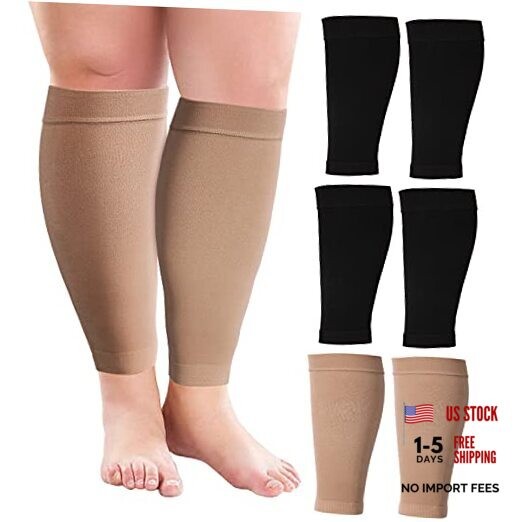 Syhood 3 Pairs 20 Inches Wide Plus Size Calf Compression Socks for Circulation