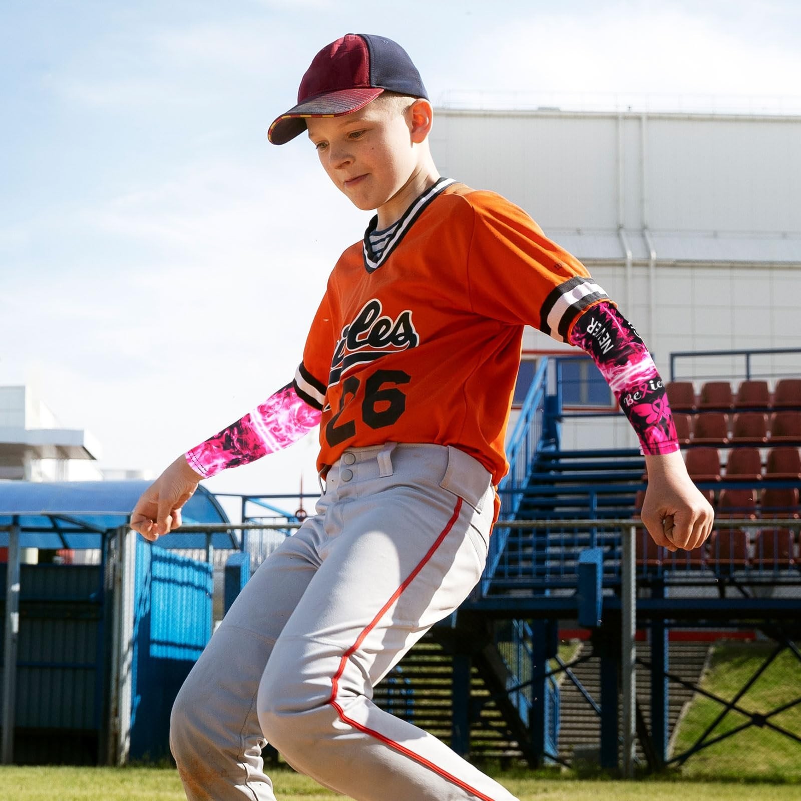 Pink Ribbon Breast Cancer Awareness Arm Sleeve – Compression Fit, No Slip, Sport