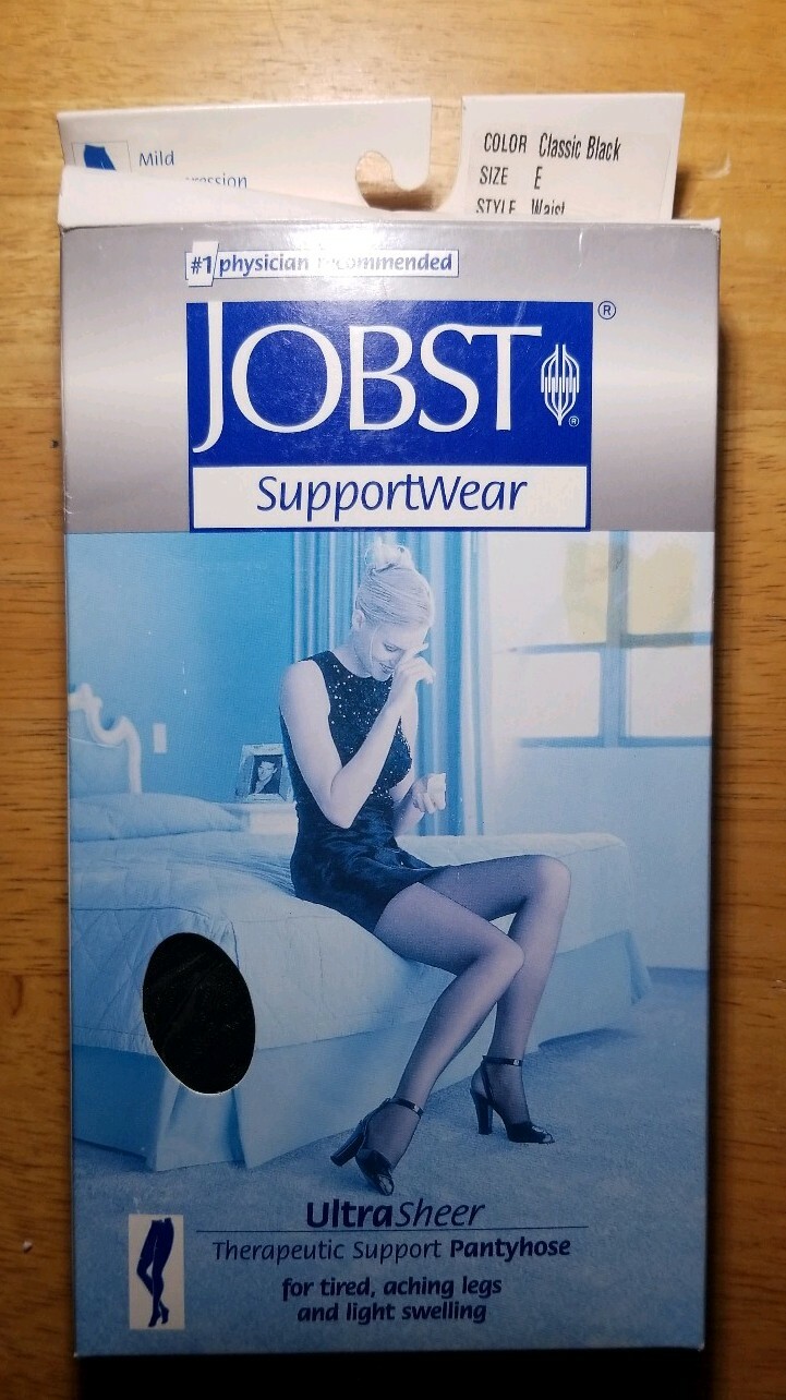 Jobst SupportWear Ultra Sheer knee & waist highs, Mild 8-15 mmHg Sz. E, Black