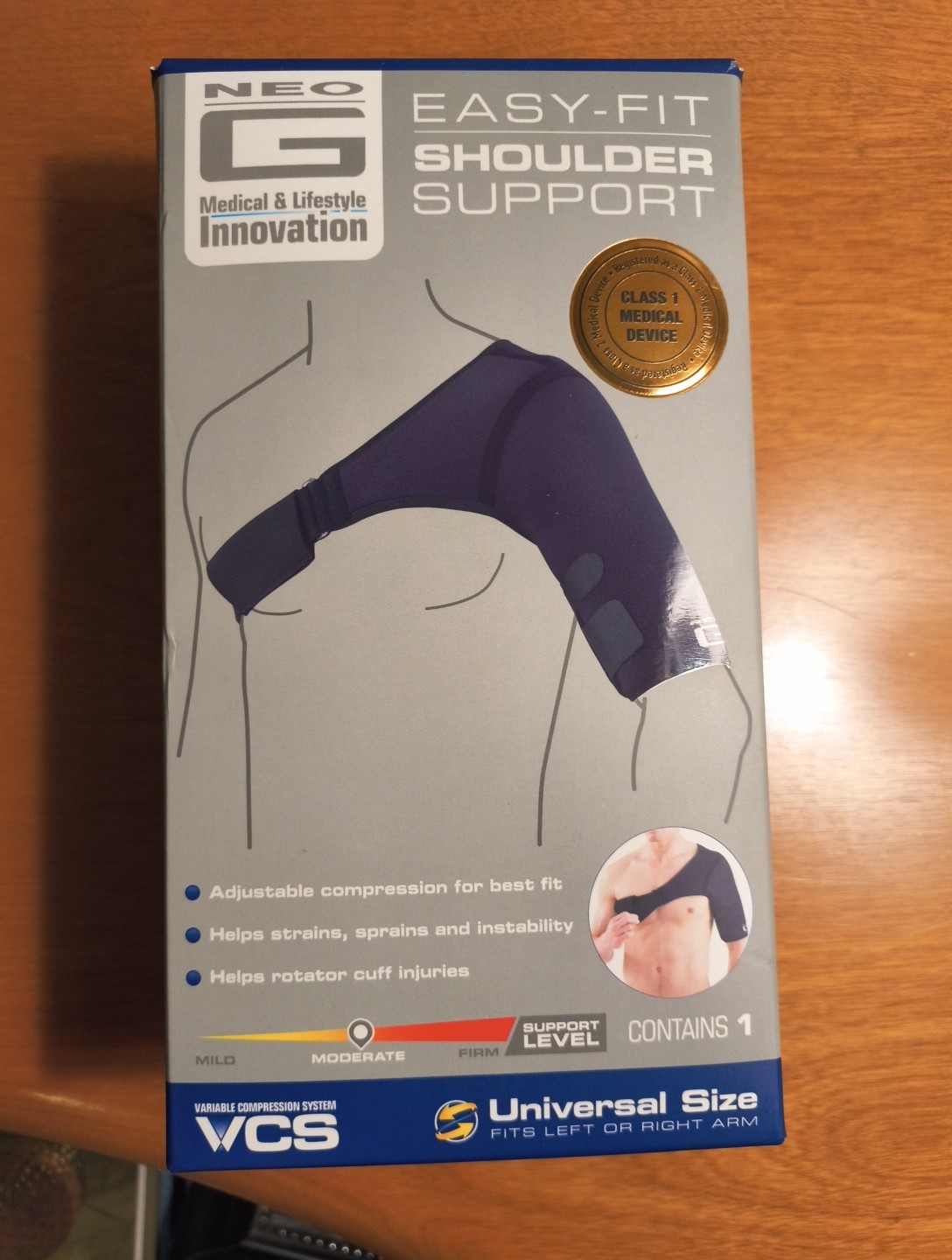 NEO G EASY-FIT SHOULDER SUPPORT UNIVERSAL SIZE LEFT OR RIGHT ARM – Open Box/ New