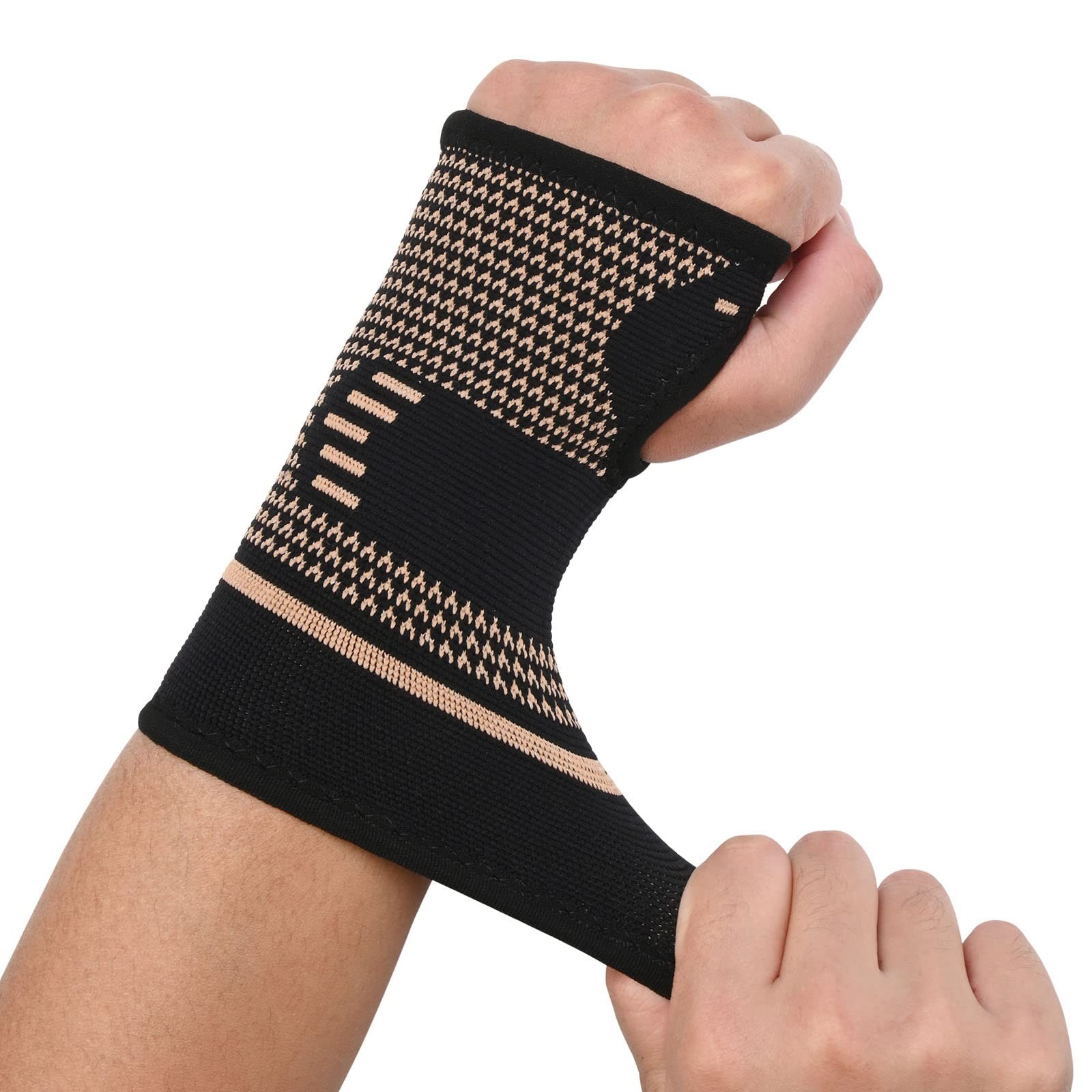 2 PCS Copper Wrist Compression Sleeves Breathable Arthritis Tendonitis Carpal