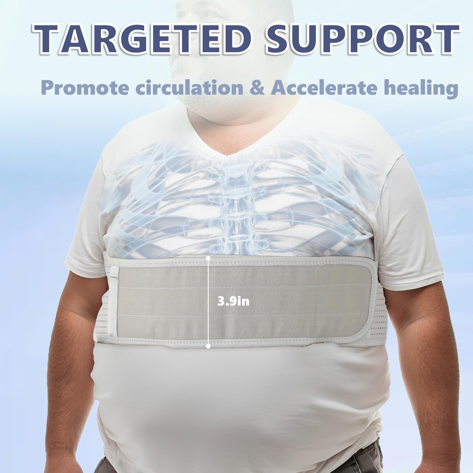 Plus Size Rib Brace Extra Long Compression Wrap Fits 5560 Chest