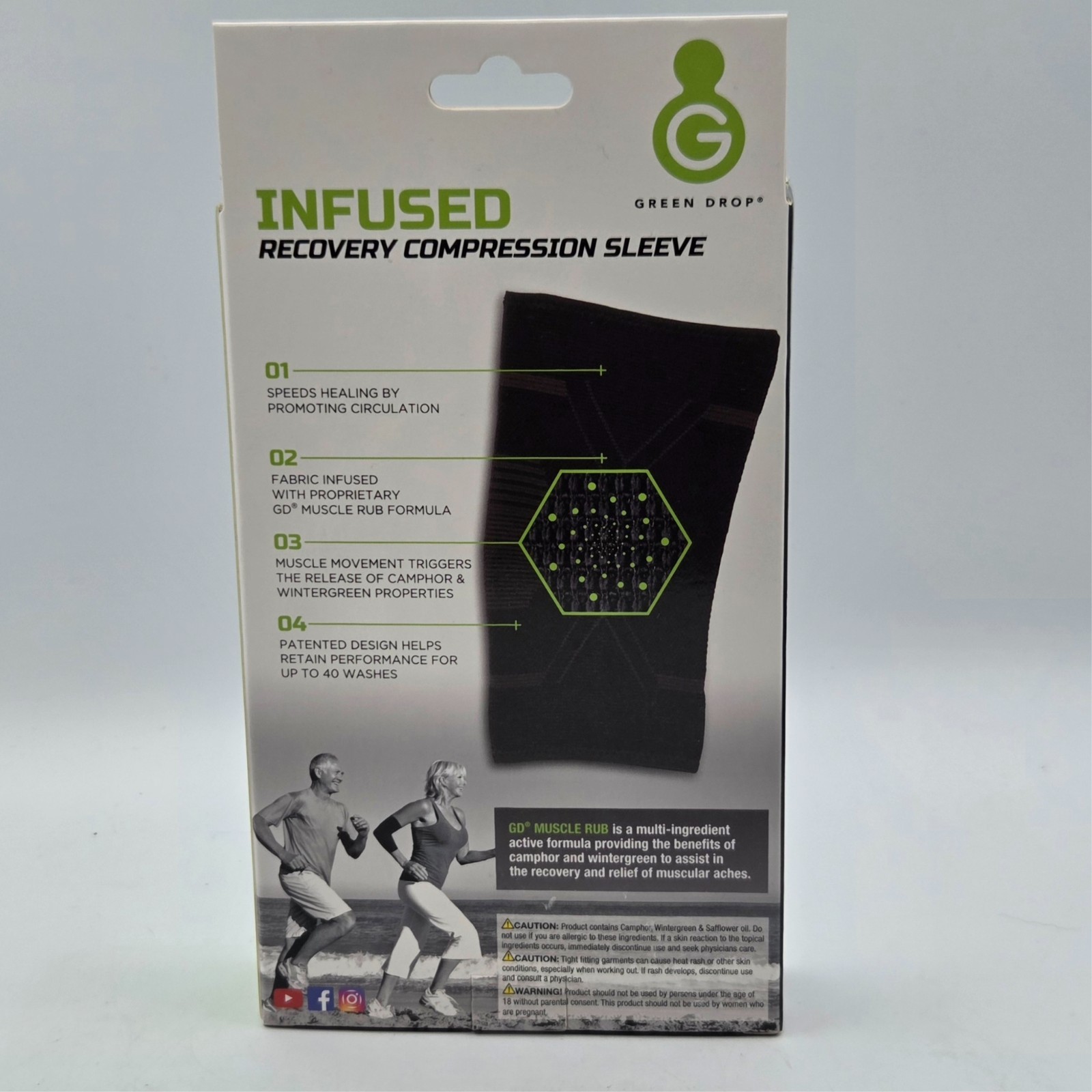 Green Drop Compression Pull-On Sleeve Elbow Support S/M