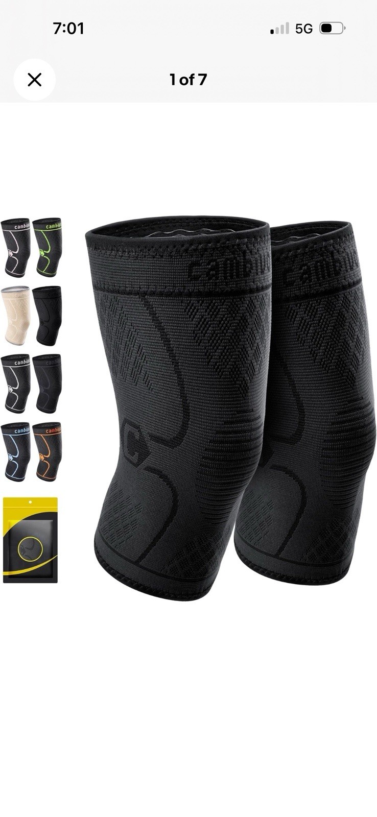 Cambivo 2 Pack Knee Brace Support W Side Bracing (XL , Black)