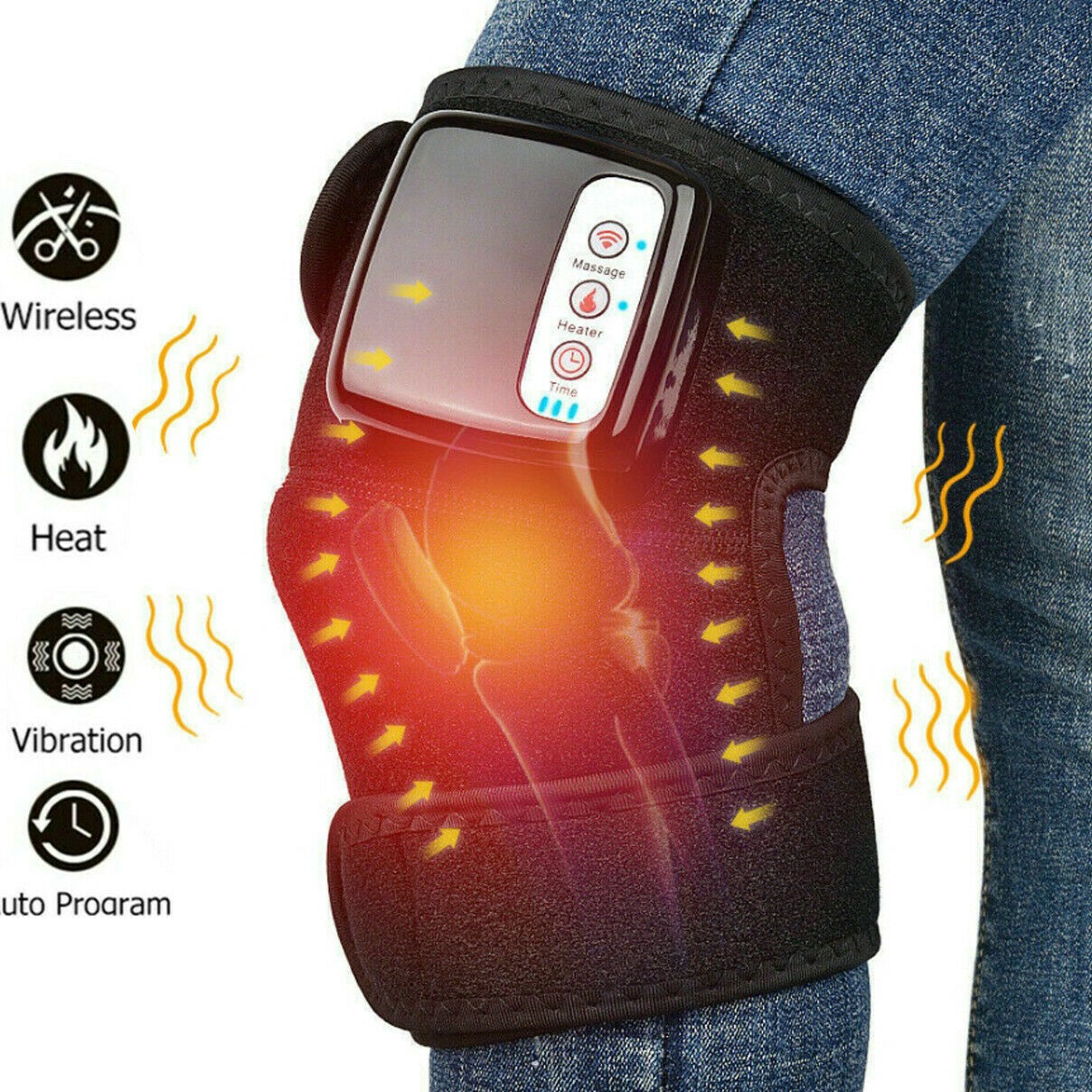 Electric Heated Vibration Knee Joint Brace Therapy Shoulder Massager Pain Relief