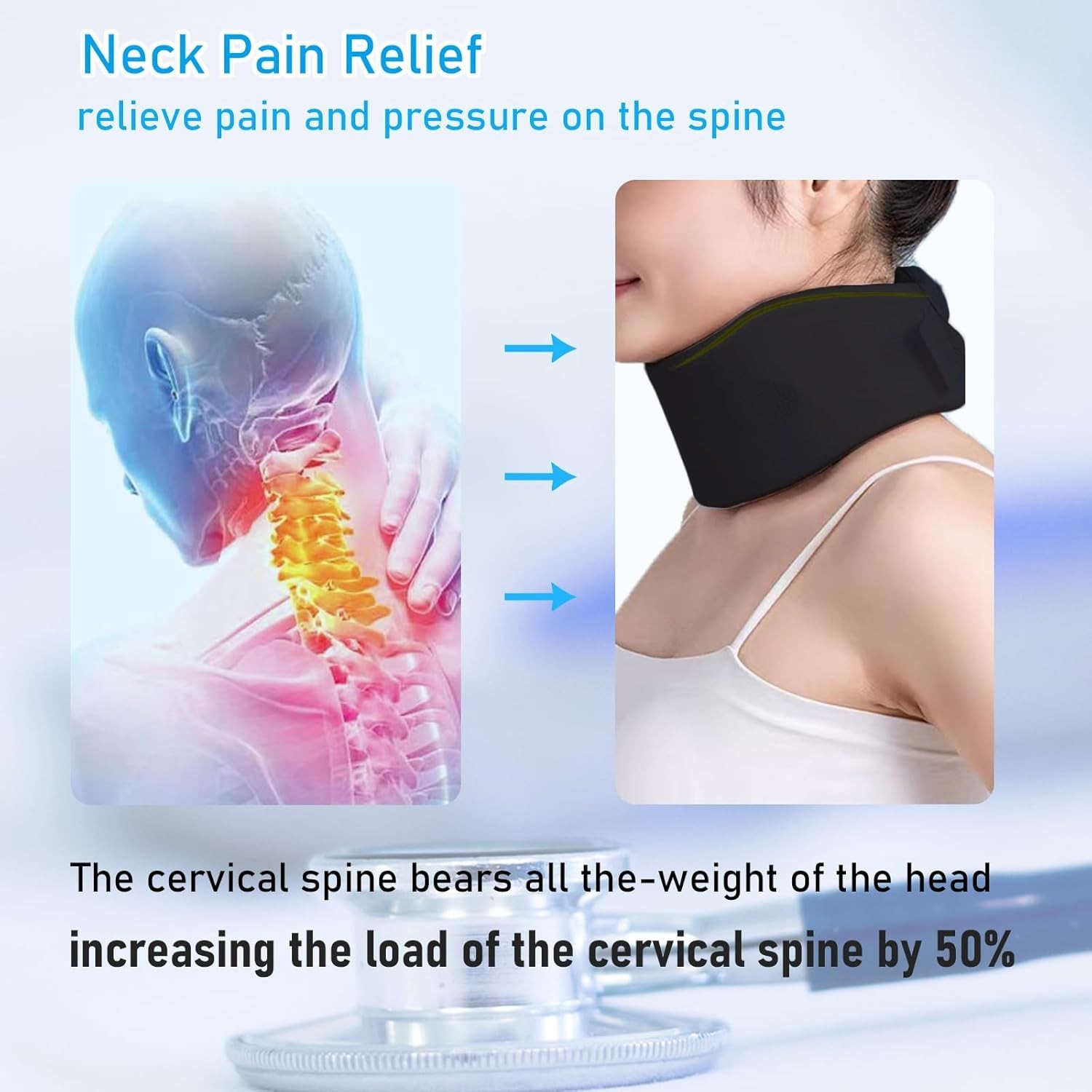 Breathable Adjustable Neck Brace for Pain Relief – Perfect for Sleeping & Travel
